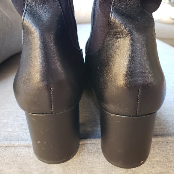 EUC NINE WEST NW7 GoalKeep leather jet black heel ankle boots (9) - Picture 5 of 7